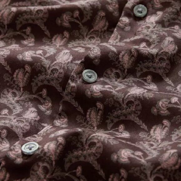 John Varvatos Collection Men's Ross Vintage Floral Print Button Front Shirt Wine - Picture 4 of 7